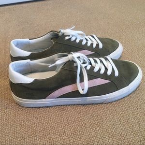 low-top colorblock suede sneakers